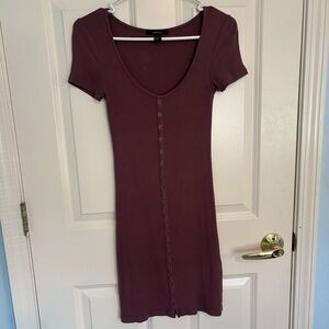 Forever 21 Ribbed Mauve Fitted Dress